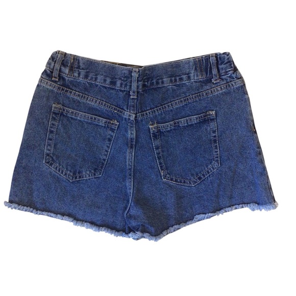 Love Tree Women’s Distressed Denim Shorts Size Large High Rise Frayed Hem - Picture 6 of 8